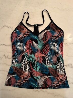 Carve Designs Black Bikini Top with Teal/Blue Print